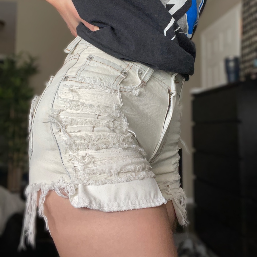 Levi’s destroyed high waisted shorts